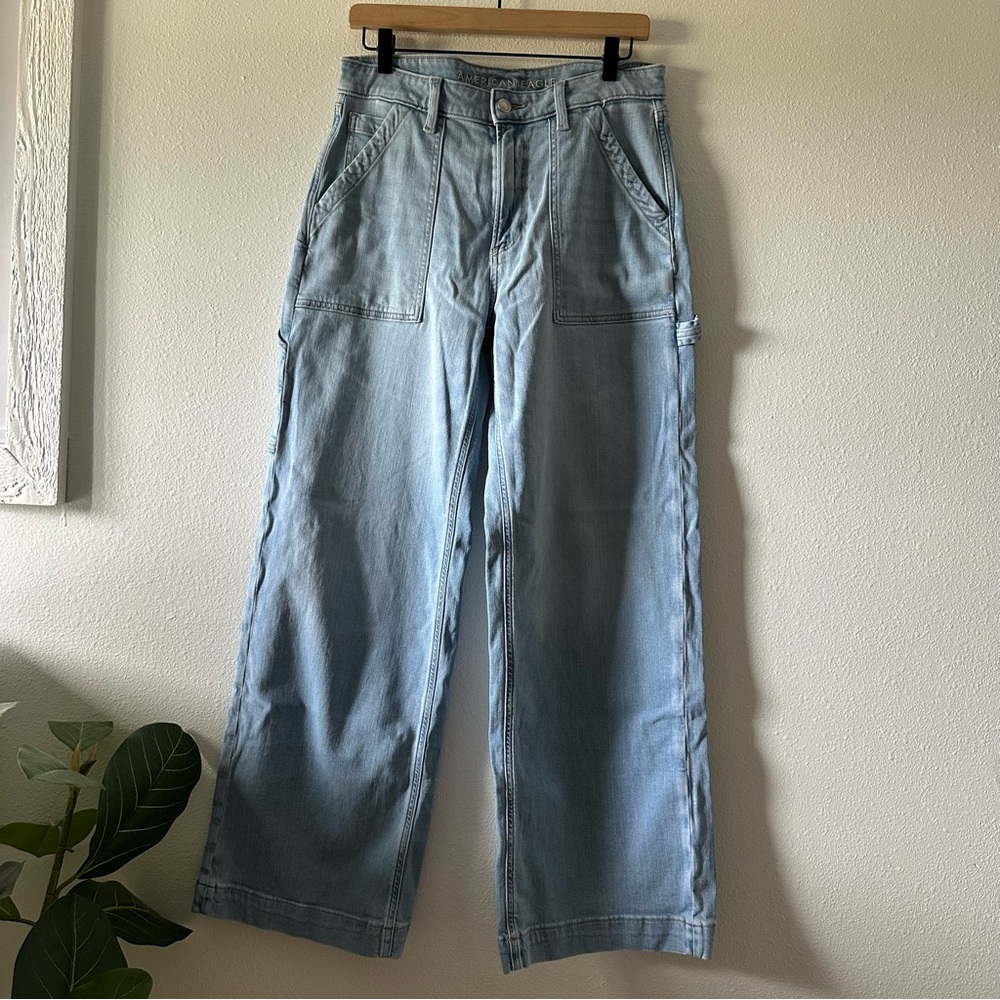 American Eagle Super High Rise Baggy Wide Leg 6 Regular - Picture 4 of 9